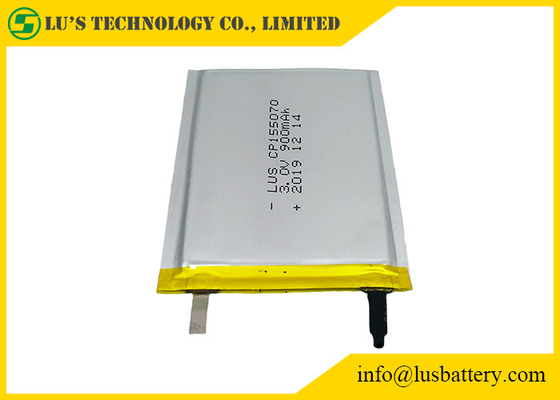 Bateria preliminar 3.0V 900mah do lítio flexível de CP155070 Limno2 para smart card