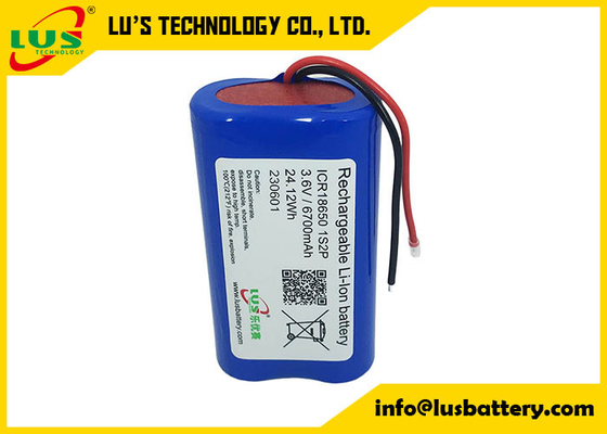 1S2P Bateria recarregável de iões de lítio ICR18650 INR18650 Bateria de iões de lítio 3.7v 3.6V 6700mah Bateria de lítio