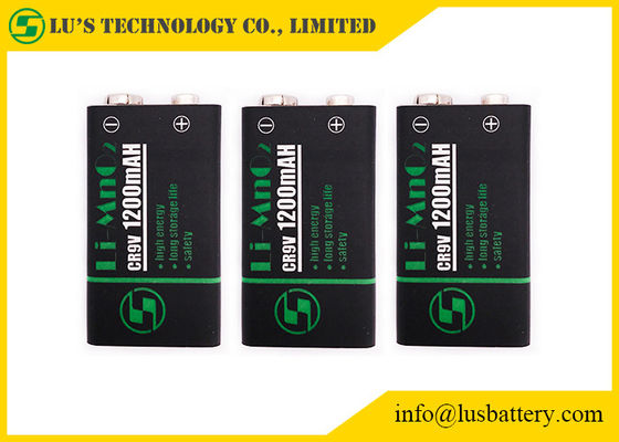A bateria de lítio 150mA do quadrado de CR9V 1200mAh 9v descarrega baterias de Li mno2