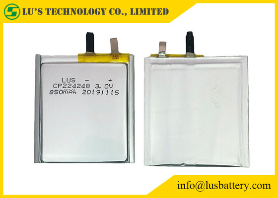 Bateria macia personalizada da pilha 850mah 3.0V CP224248 de Conector LiMnO2