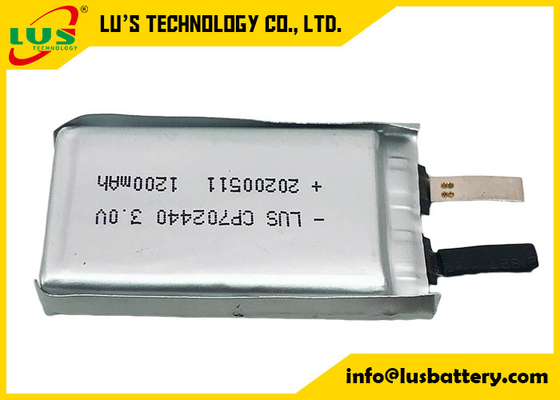 Bateria flexível preliminar ultra fina da bateria de lítio CP702440 de 3.0V 1500mAh Li MnO2