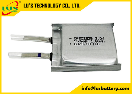 LiMnO2 Célula ultra fina 3V CP502525 Bateria Bateria de pacote macio CP502525 3v 550mAh bateria de cartão inteligente
