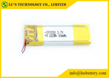 bateria de íon de lítio pequena recarregável da bateria LP301030 do polímero do lítio de 3.7V 60mah para produtos da eletrônica