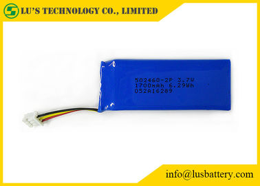 Bateria de lítio recarregável de pouco peso da bateria 2P 3.7V 1700mah do polímero do lítio LP502460