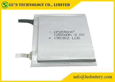 Bateria de íon de lítio fina descartável da pilha 3.0v 1250mAh da bateria de lítio CP255047