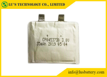 Bateria de lítio pequena da bateria ultra fina de CP0453730 35mah 3V para etiquetas