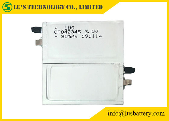 bateria de lítio CP042345 prismático de 3.0V 30mAh Limno2 não recarregável