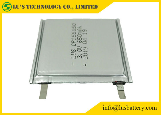 baterias de lítio de 650mah Cp155050 3,0 V para a solução de IOT
