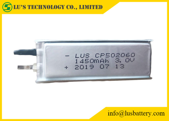 HRL que reveste a bateria de lítio Limno2 ultra fina CP502060 3V 1450mAh