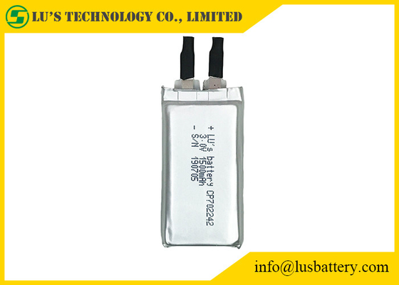 recarregável flexível ultra magro de Li MnO2 CP702242 RFID da bateria de 3.0v 1500mah não
