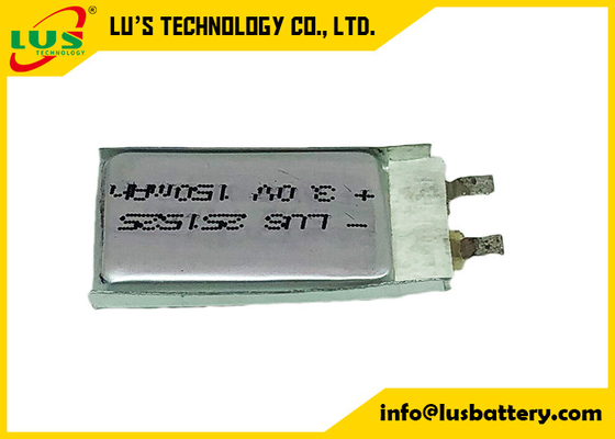 Bateria lisa CP251525 3.0v 150mah Li Po Ultra Thin Battery do dióxido do manganês do lítio