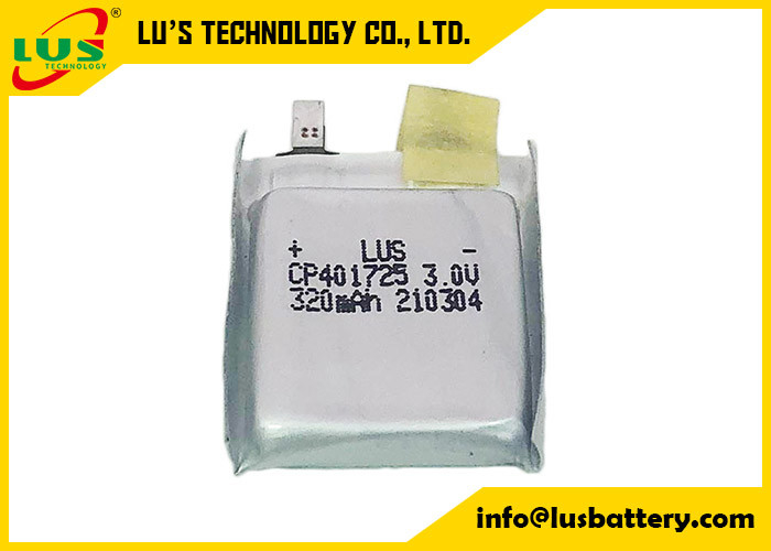 Bateria CP401725 fina para o volt esperto rastreável 320 Mah Flexible Lithium Manganese da etiqueta 3,0