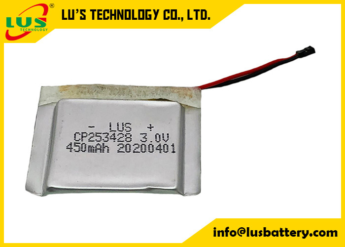 CP253428 fino liso com lítio Ion Non Rechargeable Cell do volt 450mah do conector 3