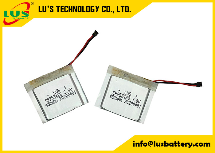 CP253428 fino liso com lítio Ion Non Rechargeable Cell do volt 450mah do conector 3