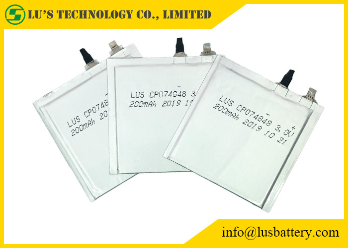 A pilha CP074848 do malote dilui ultra a bateria 200mah 3,0 volts para a prateleira eletrônica Lables