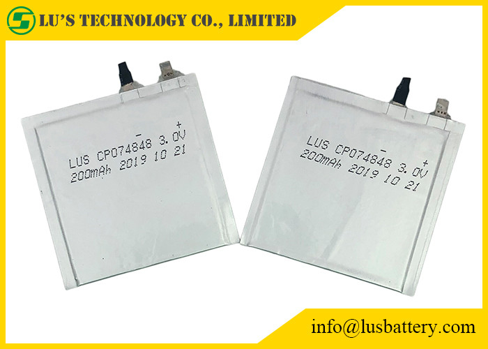 A pilha CP074848 do malote dilui ultra a bateria 200mah 3,0 volts para a prateleira eletrônica Lables