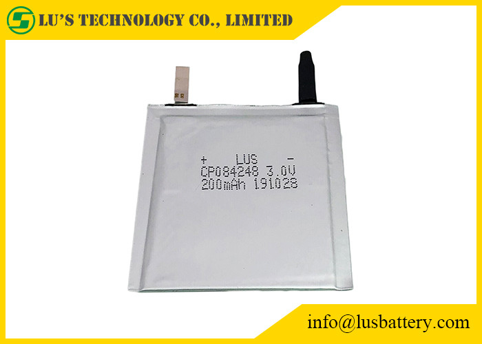 Bateria 3.0v 200mah CP084248 do manganês do lítio do empacotamento flexível para a etiqueta esperta rastreável