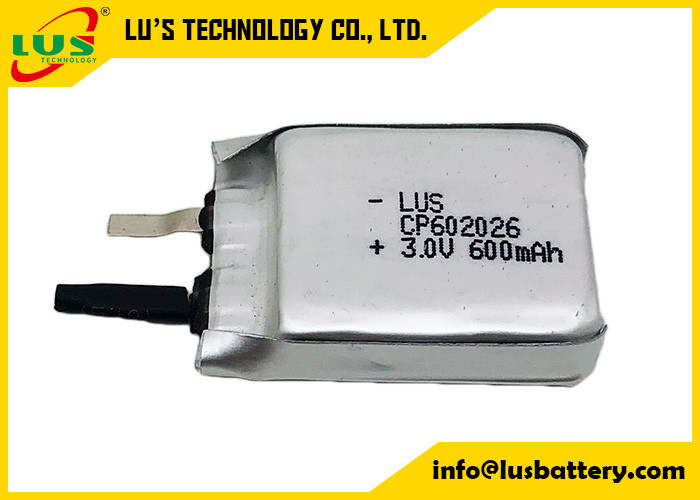 Bateria de lítio não recarregável ultra fina de LiMnO2 3.0v CP602026 600mah para a etiqueta ativa do RFID