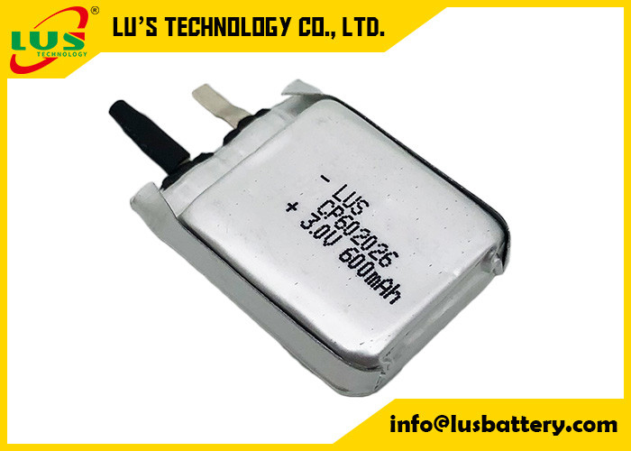 Bateria de lítio não recarregável ultra fina de LiMnO2 3.0v CP602026 600mah para a etiqueta ativa do RFID