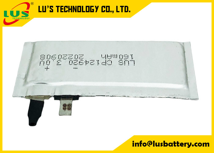 Capacete de segurança flexível da bateria de lítio 3V de CP124920 LiMnO2 160 Mah Super Thin Cell For