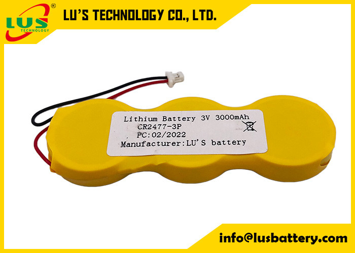 Bloco da bateria do volt 3000mah da bateria de lítio 3,0 da moeda de CR2477-3P com terminais personalizados