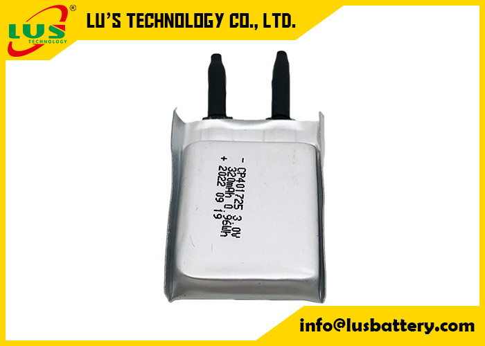 3.0V bateria flexível fina CP401725 320mah Batteires ultra magro para smart card