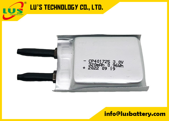 3.0V bateria flexível fina CP401725 320mah Batteires ultra magro para smart card