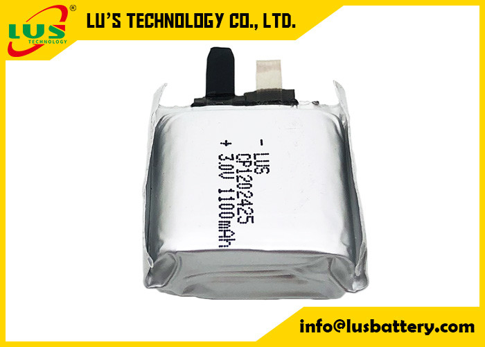 Pilha ultra fina da bateria 3V 1100mah do manganês do lítio do malote CP1202425 para a montagem do PWB