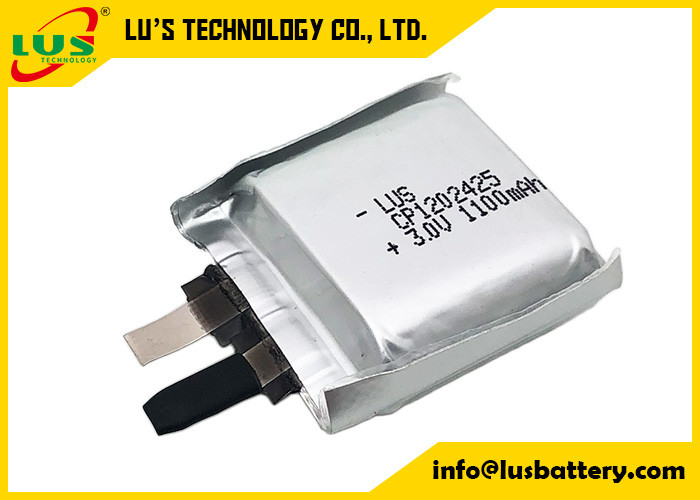 Pilha ultra fina da bateria 3V 1100mah do manganês do lítio do malote CP1202425 para a montagem do PWB