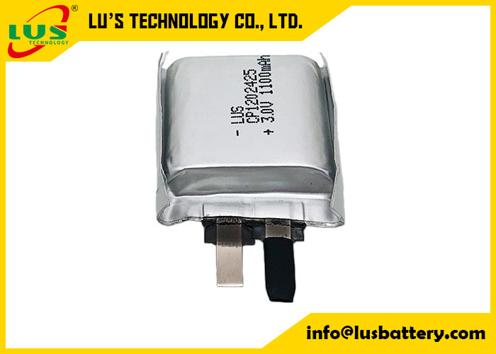 Pilha ultra fina da bateria 3V 1100mah do manganês do lítio do malote CP1202425 para a montagem do PWB