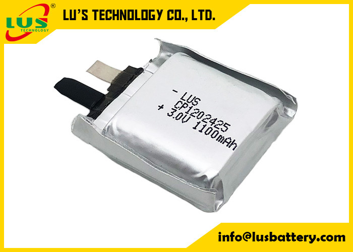 Pilha ultra fina da bateria 3V 1100mah do manganês do lítio do malote CP1202425 para a montagem do PWB
