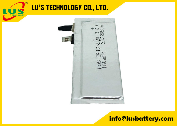 Bateria macia ultra fina do dióxido do manganês do lítio da bateria de Li Mno 2 do bloco de CP144920 150mah 3v