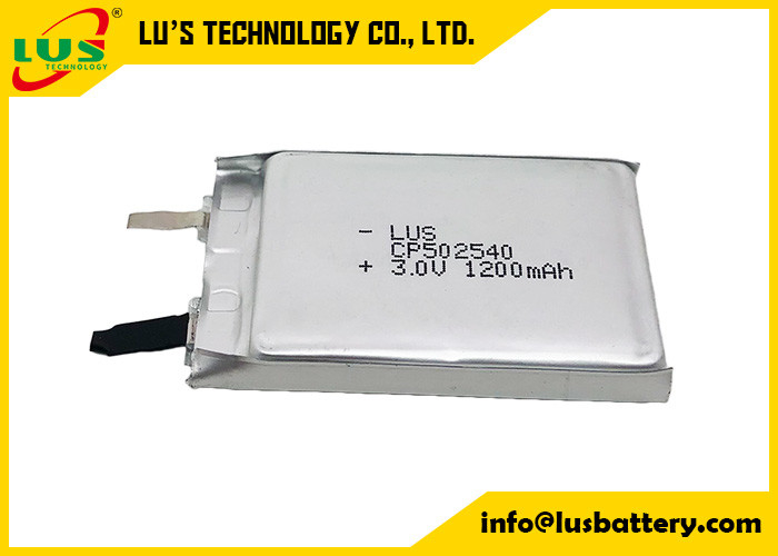 Não recarregável CP502540 Bateria de lítio de película fina 3V 1200mAh CF502540 Bateria de lítio primária de película fina