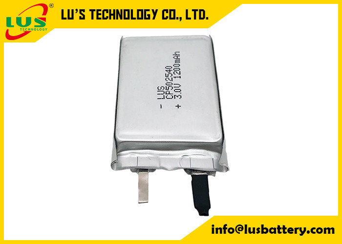Não recarregável CP502540 Bateria de lítio de película fina 3V 1200mAh CF502540 Bateria de lítio primária de película fina