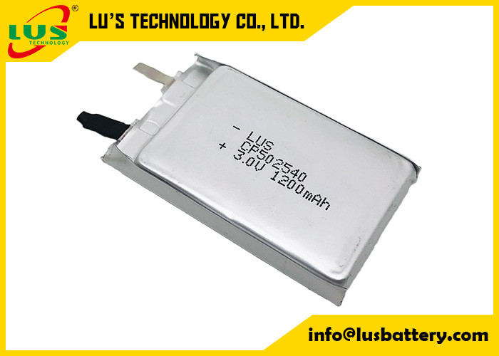Não recarregável CP502540 Bateria de lítio de película fina 3V 1200mAh CF502540 Bateria de lítio primária de película fina