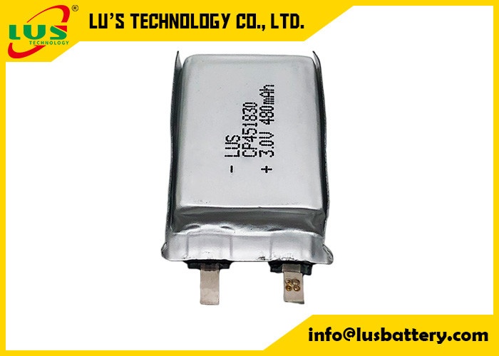 Bateria ultra espessa de 480mAh para massagista Baterias primárias de lítio Baterias 3V Soft Battery 480mAh CP451830 para sistema de chamadas eletrônicas