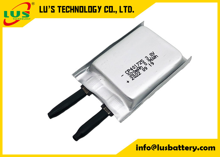 CP401825 Bateria de polímero 3.0V 320mah Li MnO2 Baterias de película ultra fina CP401725 Bateria plana para rastreador