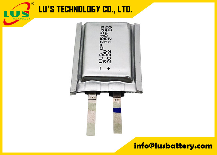 Célula ultra fina LiMnO2 3V CP251525 Bateria 150mah Célula de dióxido de lítio e manganês 3.0 Volt Bateria