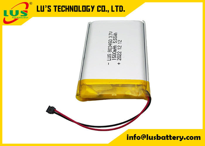 Bateria de polímero de lítio 1500mAh 5.55Wh LP803450 1500mAh 3.7V Bateria recarregável de polímero de lítio LP803450