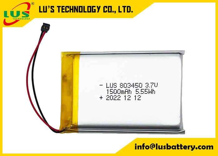 Bateria de polímero de lítio 1500mAh 5.55Wh LP803450 1500mAh 3.7V Bateria recarregável de polímero de lítio LP803450