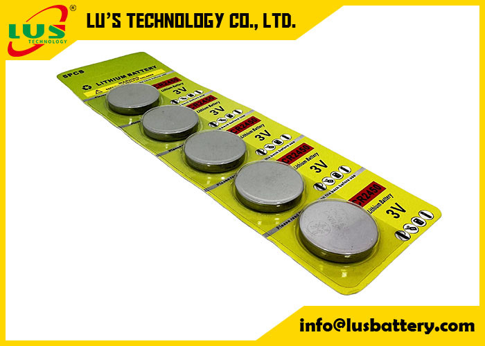 CR2450 Bateria de lítio 3v ECR2450 Baterias para ESL bateria de célula de moeda de lítio CR2450 em Cartão de Célula (5 PCs Pack)