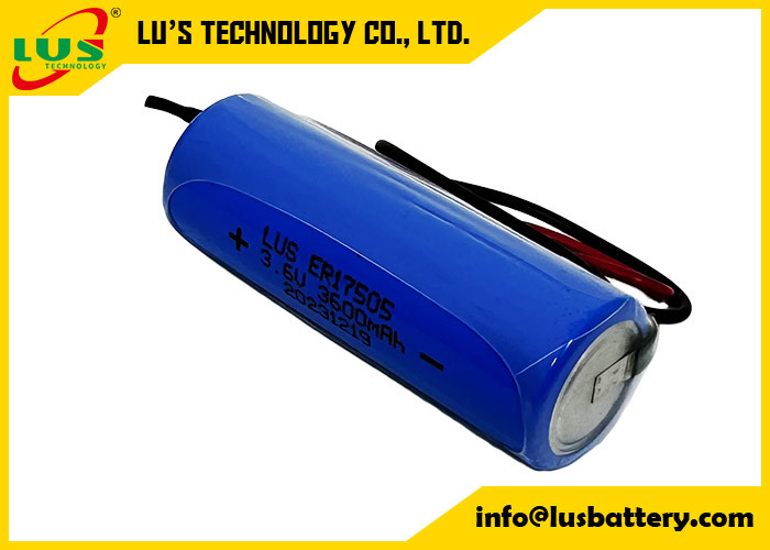 Bateria de 3600mAh ER17505 Bateria primária de célula de lítio de tamanho A 3.6V Bateria Li-SOCl2 com terminais OEM