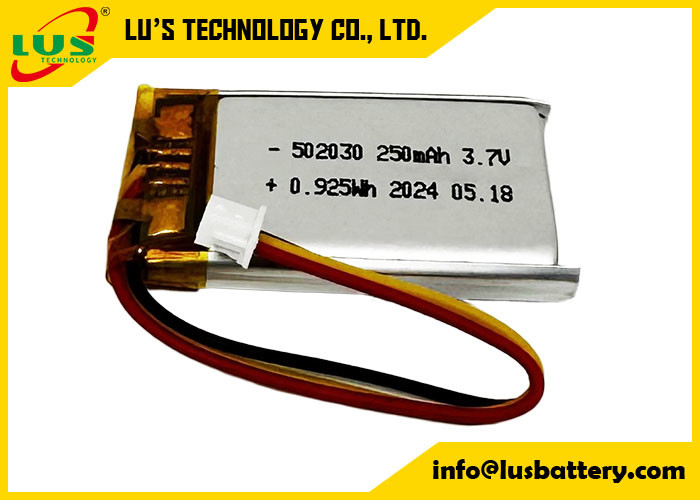 3Bateria recarregável de.7v 502030 Bateria Li Polymer LP502030 3.7V 250mAh célula recarregável fina