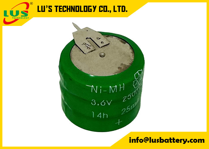 Célula de botão (recarregável) 250H NiMH 250 mAh 3.6V Ni-MH Pacote de célula de botão recarregável OEM