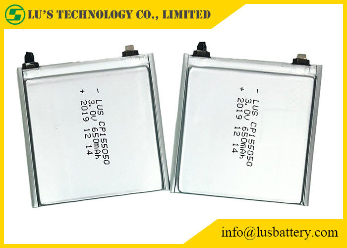 HRL que reveste a bateria de lítio flexível de CP155050 3V 650mah para etiquetas