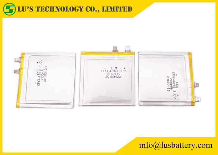 Bateria de lítio ultra fina 200mah do RFID etc. 3.0v CP064248 para etiquetas