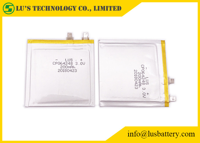 Bateria de lítio ultra fina 200mah do RFID etc. 3.0v CP064248 para etiquetas