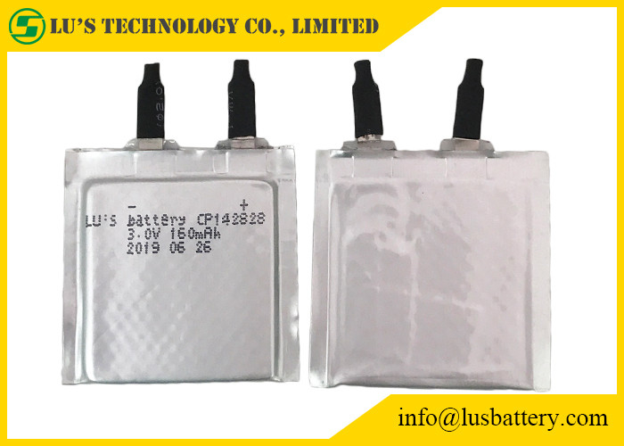 NENHUMA Limno2 bateria macia recarregável 3.0v 160mah CP142828 para o equipamento do sensor