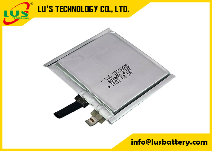 Bateria macia 3.0V 600mah CP224035 do bloco do manganês do lítio para chamar o localizador