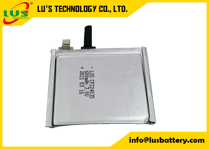 Bateria macia 3.0V 600mah CP224035 do bloco do manganês do lítio para chamar o localizador